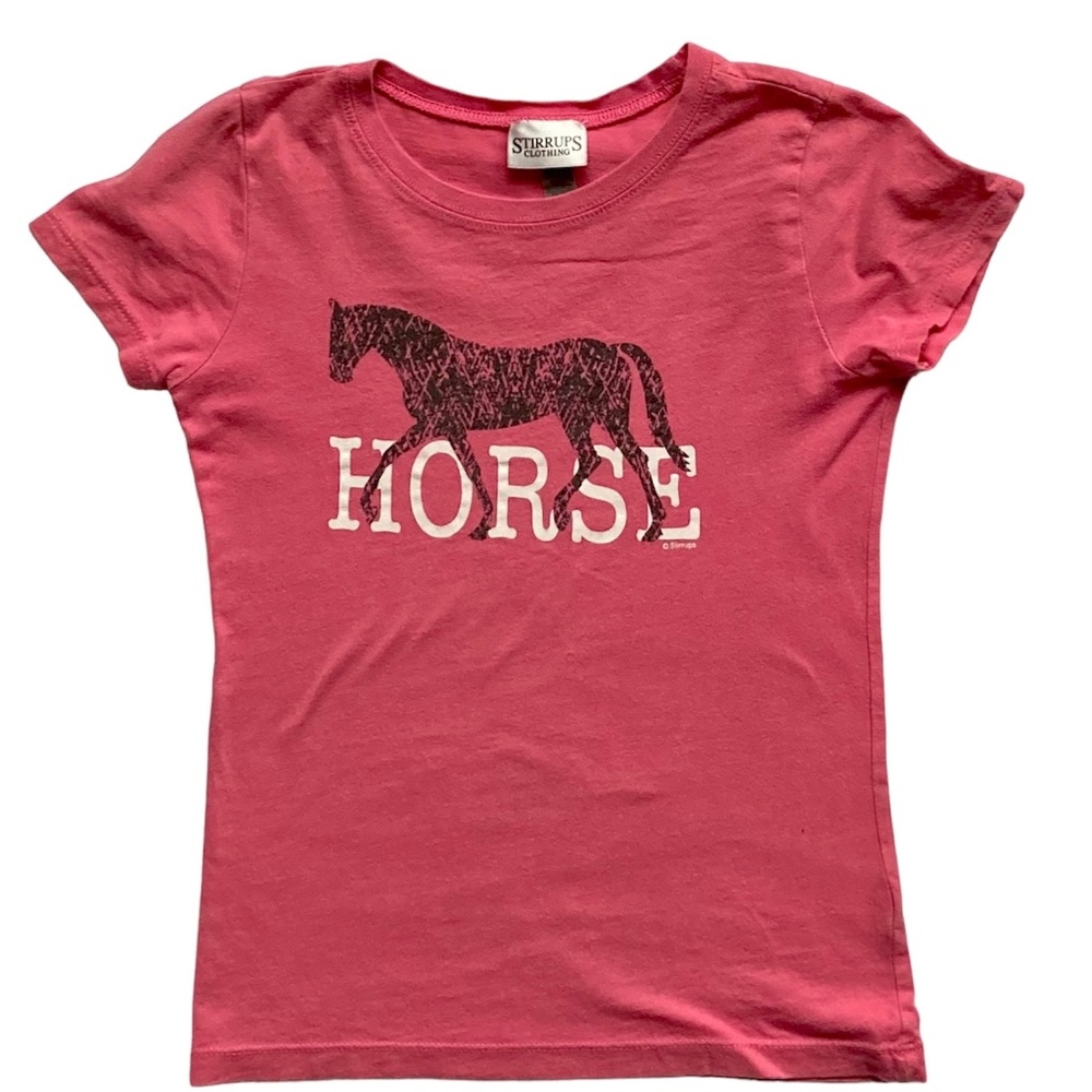 Stirrups Girls Pink Horse T-Shirt Medium (7-8)